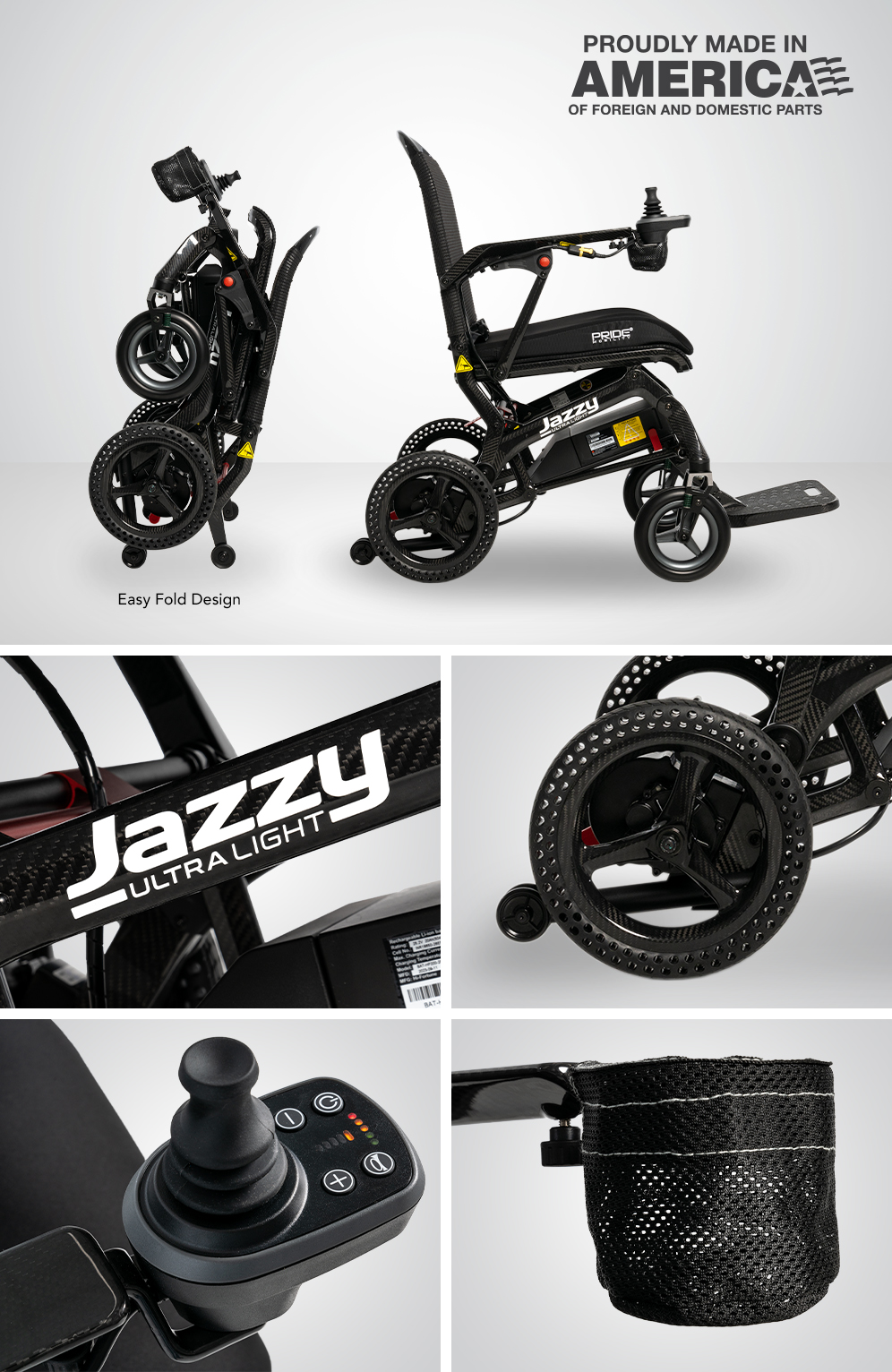 Jazzy Ultra Light folding and folded views